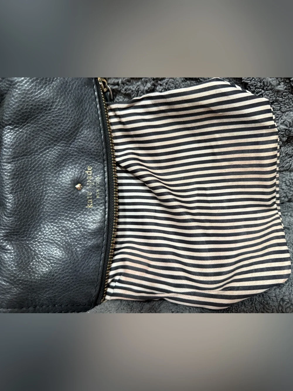 kate spade Black Pebbled Leather Crossbody with Gold Hardware